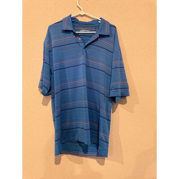 Nike Men's Striped Golf Polo T-Shirt Short Sleeves Collared Blue - Picture 1 of 2